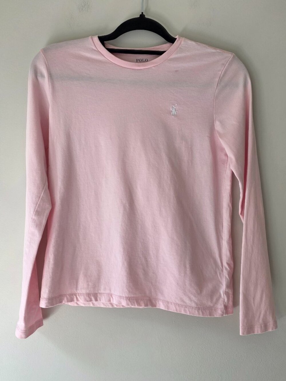 Polo Ralph Lauren Kids Girls Pink Long Sleeve Crewneck Tee Shirt XL (16) 155/76
